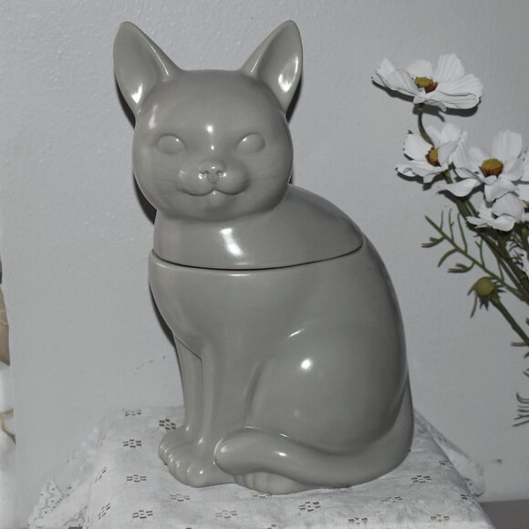 Other - Threshold Stoneware Gray Cat Cookie Jar Cottage Farmhouse Kitchen Decor